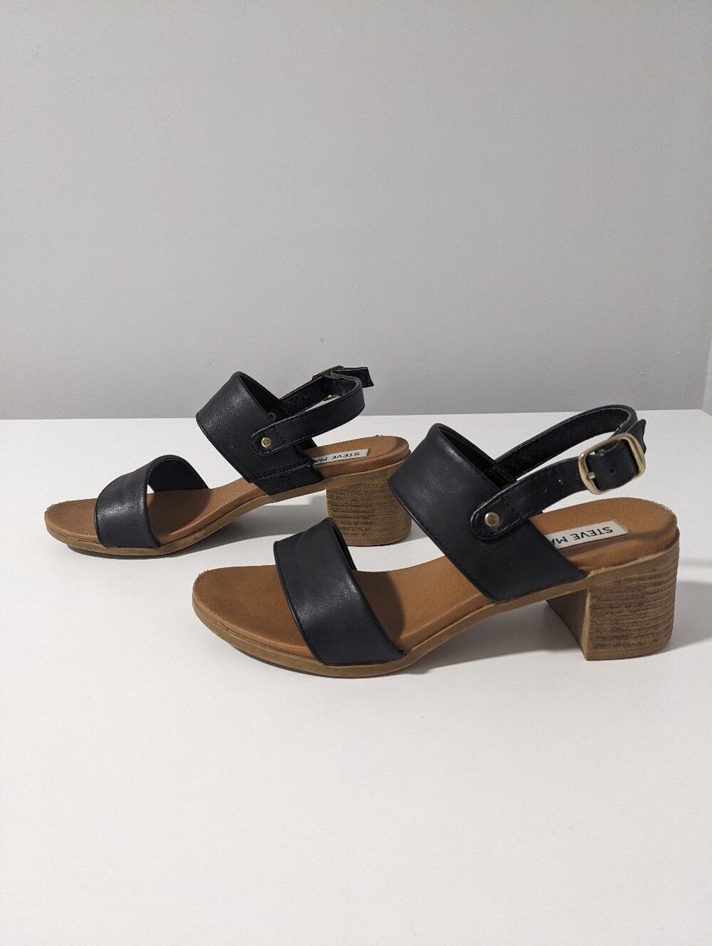 Steve Madden Block Heeled Sandals | Black | Size 5.5